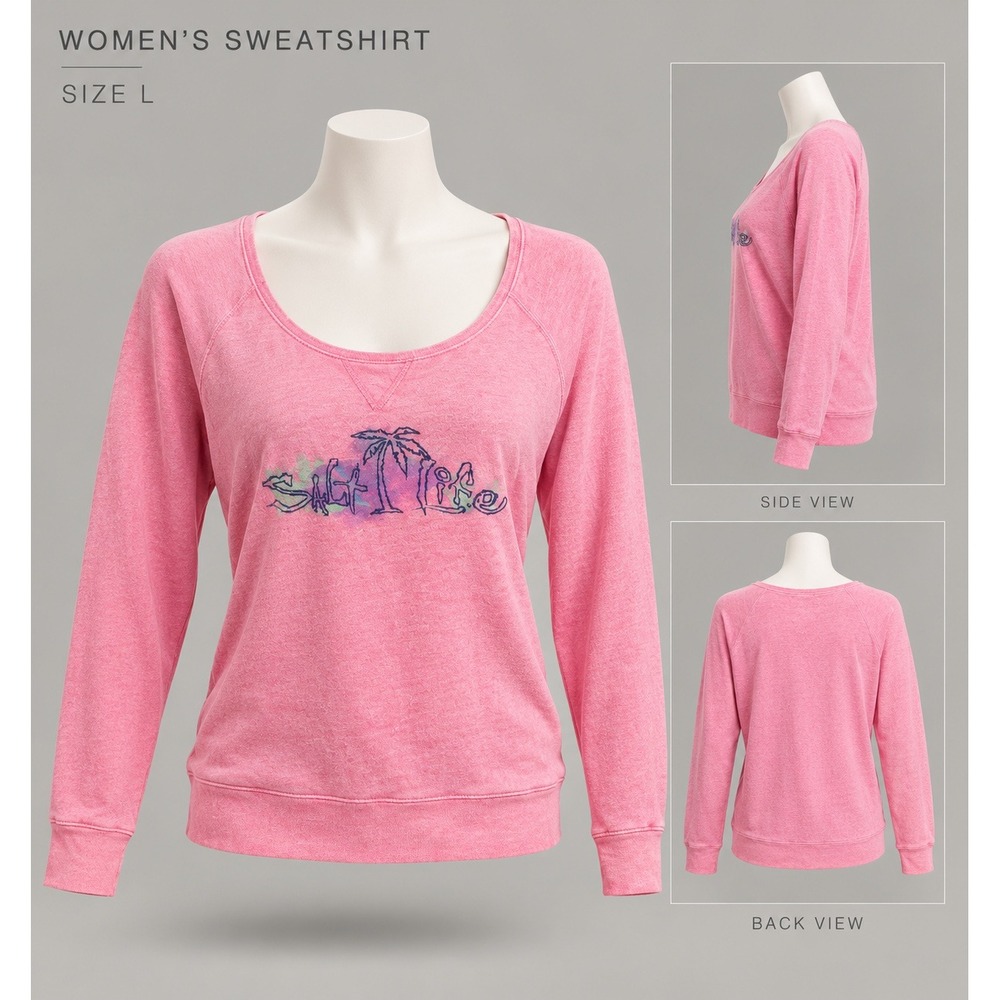 Salt Life A-2 Women's Pink Heathered Scoop Neck Graphic Sweatshirt XL